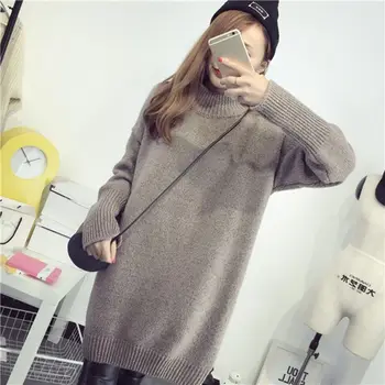 

Lady Autumn Winter Sweater Women Knitted Warm Loose Long Sweater Turtleneck Long Sleeve Affordable Personality Fashion Comfort