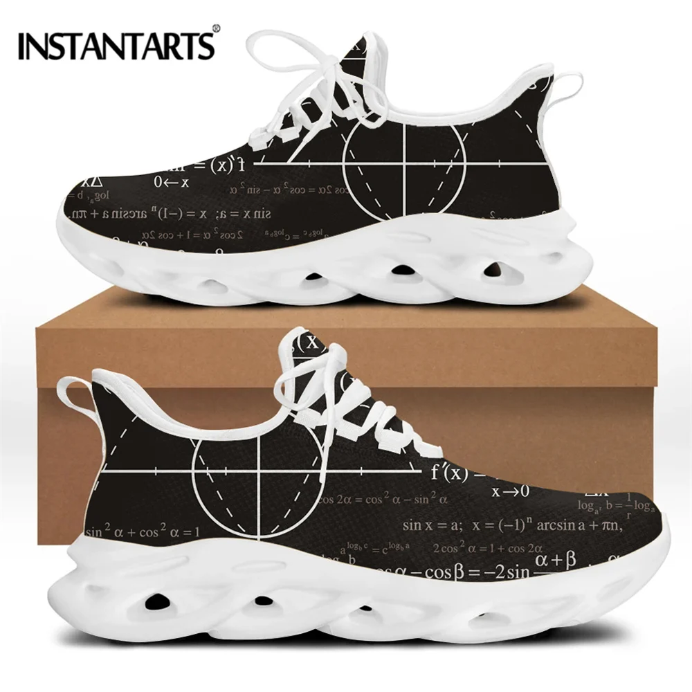 INSTANTARTS 2021 Women Casual Platform Sneakers Shoes Mathematical Formula Pattern Girls Flat Shoes Math Teacher Mesh Zapatos 