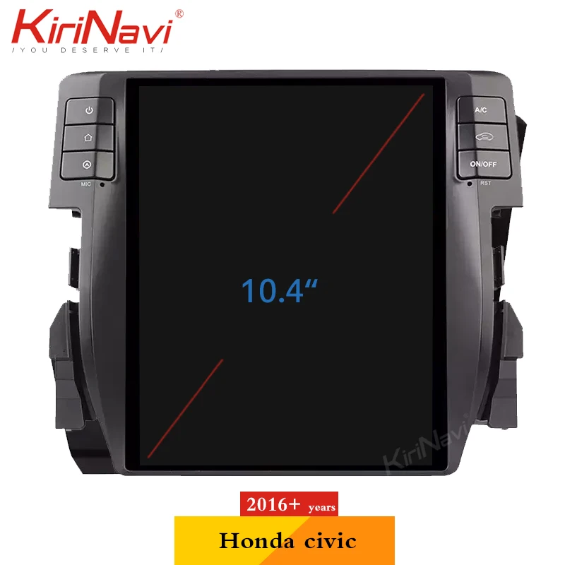 Flash Deal KiriNavi Vertical Screen Tesla Style 10.4" Android 8.1 Car Radio For Honda Civic Auto GPS Navigation Dvd Multimedia Player 2016+ 1