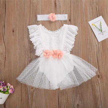 

Baby Girls Rompers Summer Newborn Infant Princess Ruffles Sleeve Flower Romper Jumpsuits Tutu Dress Elegant Kid Sunsuits Outfits