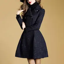 Зимнее женское пальто новая длинная приталенная теплая шерстяная твидовая куртка для женщин сексуальная модная дорогая Женская куртка размера плюс