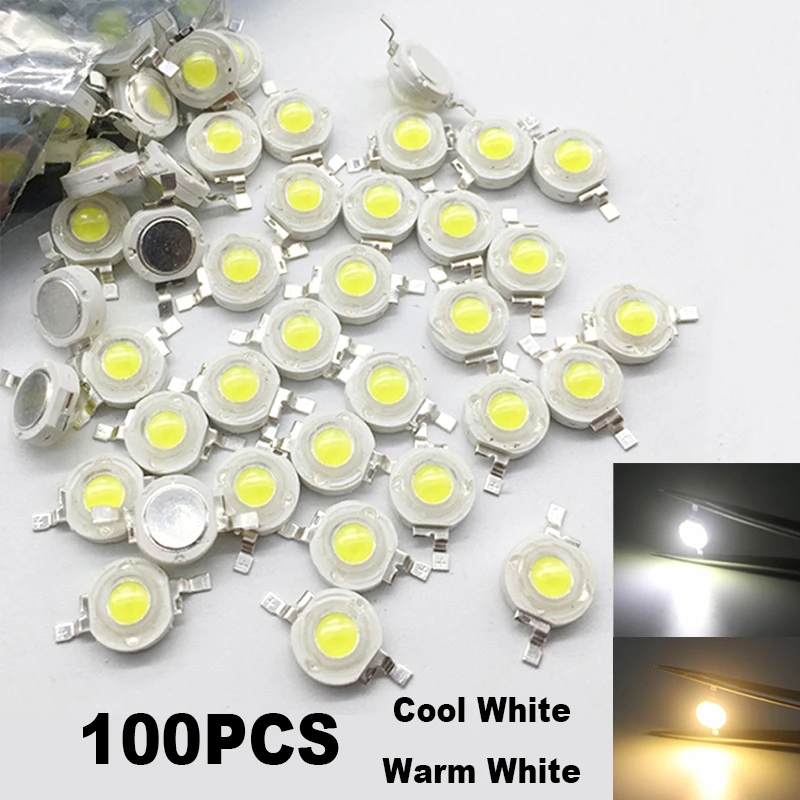 100 шт. SMD COB чип без PCB светодиодный светильник Холодный/теплый белый высокой мощности Светодиодный бисер круглые огни DIY диоды чип 3W