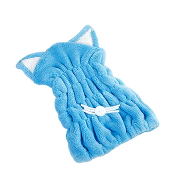 

Dry Hair Towel Absorbent Magic Women Cat Ear Coral Fleece Cute Super Bathroom Cap