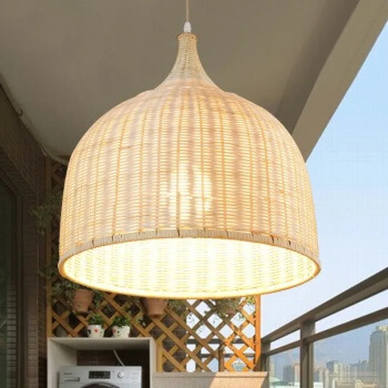 Lampada A Sospensione In Rattan Intrecciata A Mano In Stile Giapponese Per Ristorante Camera Da Letto In Rattan Rustico Art Lampadario Lampade Industr