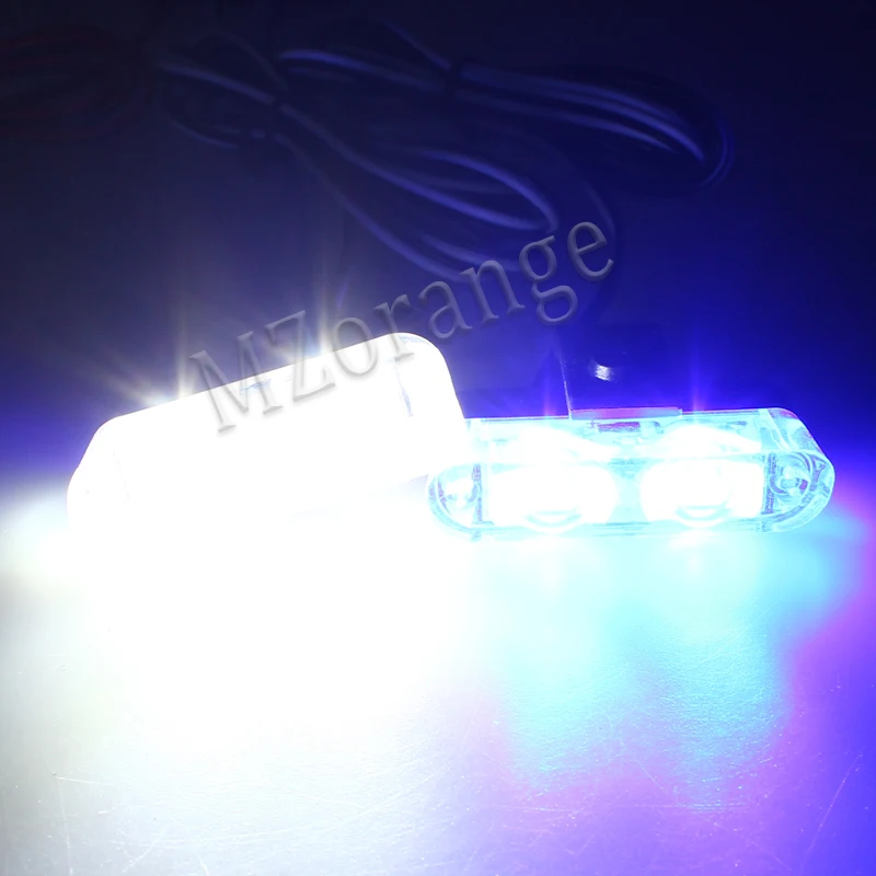 WHITE BLUE 1 комплект DC 12 В 2 светодиодный беспроводной пульт дистанционного управления вспышкой автомобильный Грузовик полицейский светильник красный и синий мигающий стробоскоп светодиодный Предупреждение светильник - Цвет: WHITE BLUE