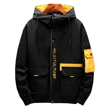 

fashion man jacket autumn sprong outwear streetwear hip hop coat loose casual large size hoody zipper high quality