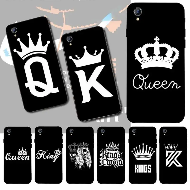 

HPCHCJHM king Queen Crown Phone Case For Vivo Y91c Y17 Y51 Y67 Y55 Y93 Y81S Y19 Y7S Case