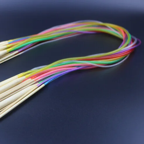 A Set of 18 Deputy 18 No. Color Tube Bleach Bamboo Circular Needle Knitting Needle 60 Cm 60 Centimeter