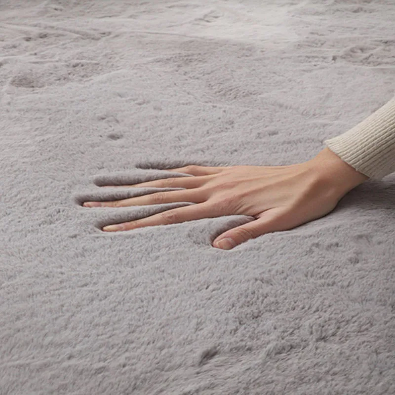 LightGreyFurCarpetPlushSuperSoftFauxRabbitFurRugNonSlip