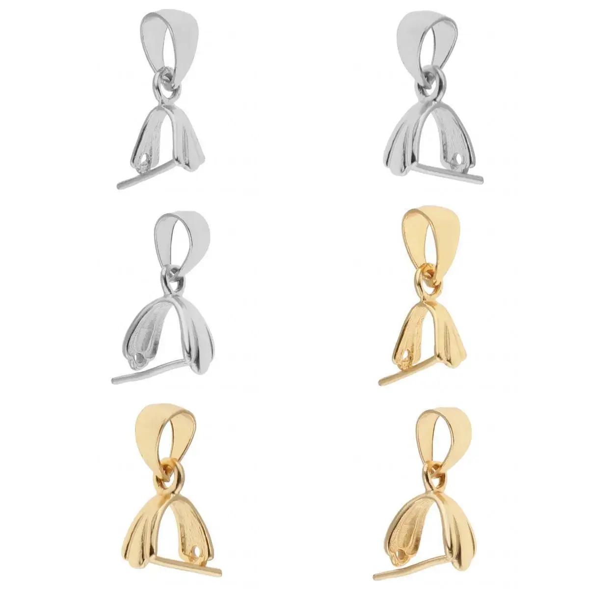 6Pcs 925 Sterling silver color Pinch Clip Bail Clasp Pinch Bead Dangle Charm Pendant Connector For Jewelry Making Pendants Findings