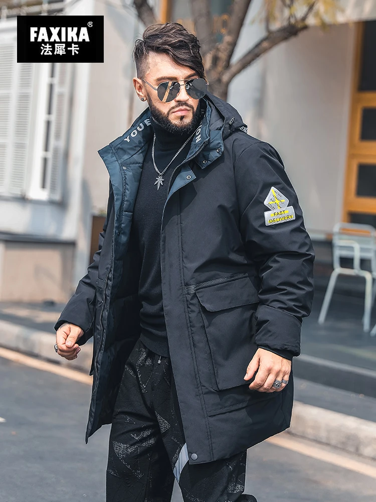 Черный FAXIKA Big yards men's printed men more cotton-padded jacket, new fertilizer increase fat coat - Цвет: Черный