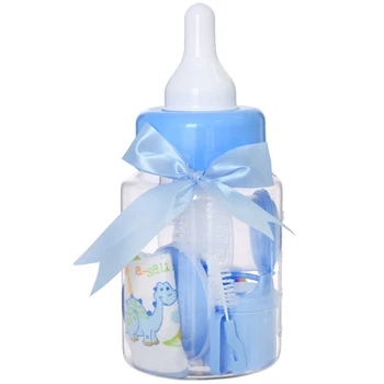 

Set for children "The first gift for a baby", 10 items: a bottle for feeding 250 ml, a sippy cup, brushes, dishes, a bib, a rattle