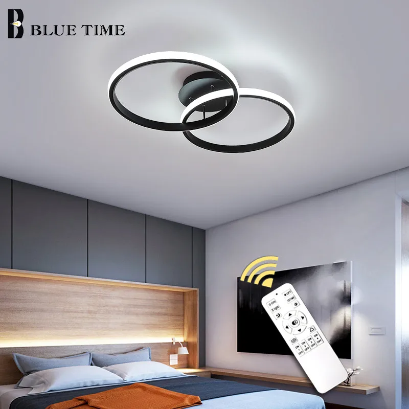 Modern Light Chandeliers For Bedroom Living room Aisle Kitchen Indoor Lighting Circle Decoration Ceiling Chandelier Black&White