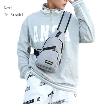 

Men Sling Chest Bag Oxford Cloth Shoulder Bag Outdoor Travel Crossbody Pack with USB Charging Port