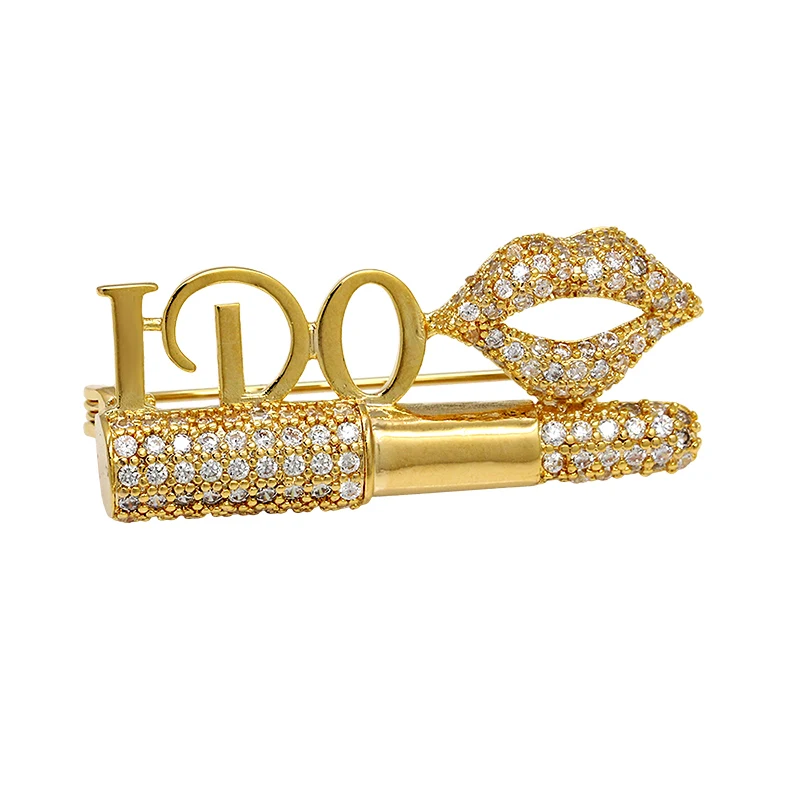 

baiduqiandu Brand High Quality Cubic Zirconia CZ Crystal Lipstick and Lips Zircon Brooches
