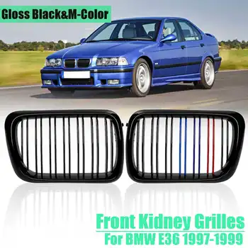 

2pcs Gloss Black M-Color Car Racing Grills Front Kidney Grill Grilles For BMW E36 1997 1998 1999