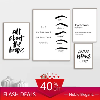 Online Weihnachten Make-Up Leinwand Malerei Schwarz Und Weiß Poster Und Drucke Augenbrauen Poster Machen Up Zitate Bilder Schönheit Salons Poster