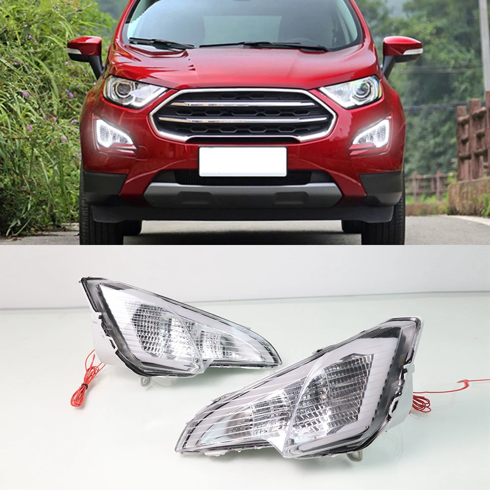 2 шт. Светодиодный дневной светильник для Ford EcoSport 2018 2019 желтый указатель поворота