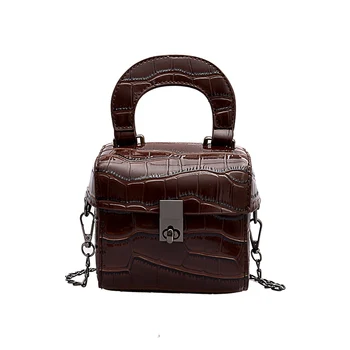 

2020 Mini Small Square bag 2020 Fashion New Quality PU Leather Women's Handbag Crocodile pattern Chain Shoulder Messenger Bags