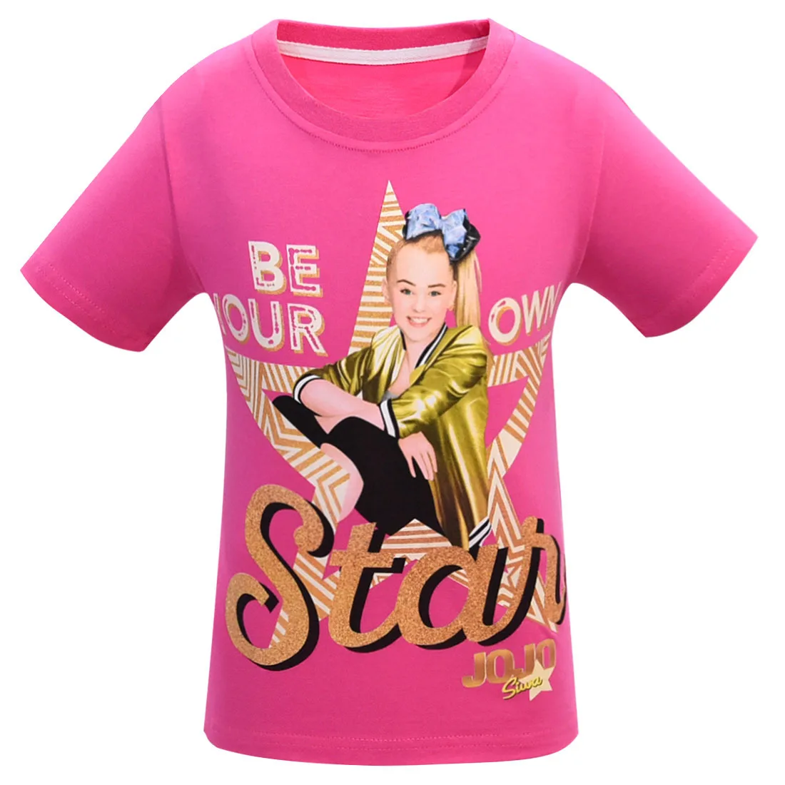 Новая детская летняя футболка одежда для девочек Jojo Siwa/одежда футболка с короткими рукавами детская хлопковая Футболка с героями мультфильмов футболки, топы для девочек