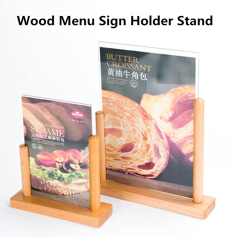 A5 T-Shaped Double Sided Table Top Acrylic Sign Holders Display Stand Restaurants Menus Paper Holder Ads Frame