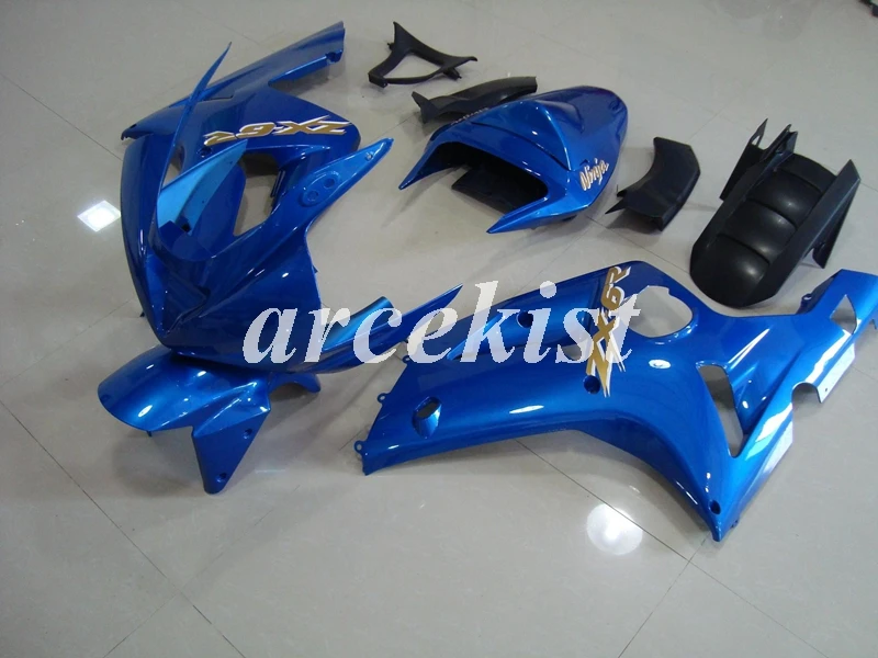 Комплект обтекателей для мотоцикла ABS, пригодный для kawasaki Ninja ZX6R 636 2003 2004 6R 03 04 ZX-6R, набор для тела на заказ, WEST - Цвет: blue