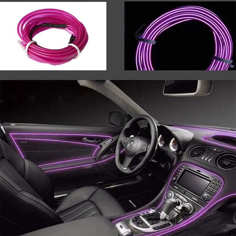 5m Auto Innen Zubehör Atmosphäre Lampe EL Kalt Licht Linie Mit USB DIY  Dekorative Dashboard Konsole Auto FÜHRTE Umgebungs lichter - AliExpress