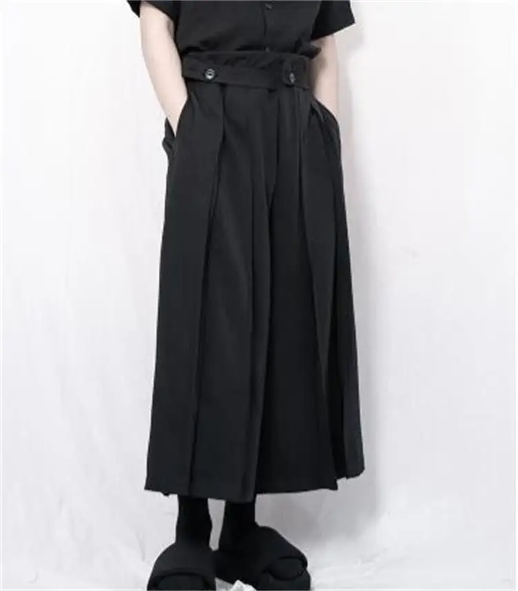 2021 men's casual pants wide leg pants skirt pants pleated pants super loose dark popular nine point pants sports pants