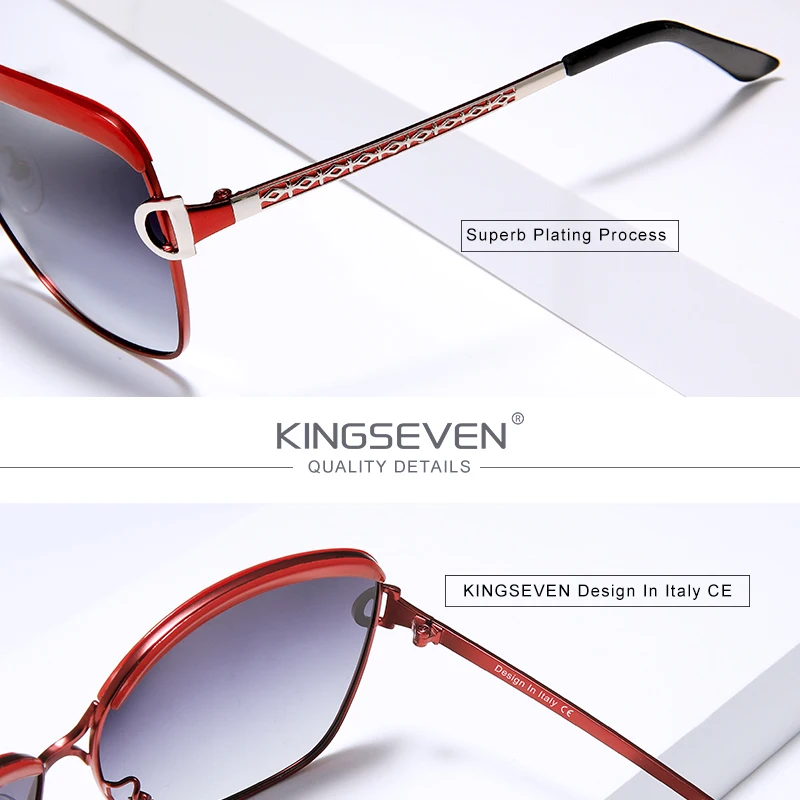 KINGSEVEN, женские очки, роскошные брендовые солнцезащитные очки, градиентные поляризационные линзы, круглые солнцезащитные очки с бабочкой Oculos Feminino