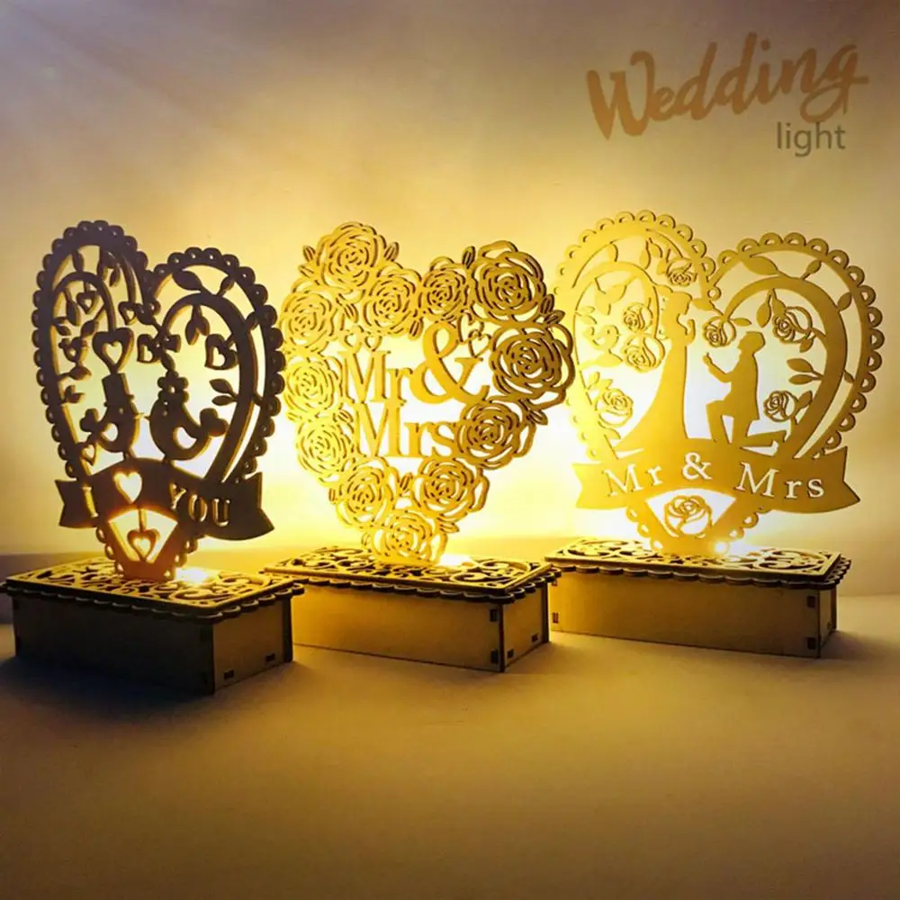 QIFU MR MRS Wedding Wooden Decoration With LED Light Rustic Wedding Decoration Wedding Table Event Party Decor Weeding Supplies