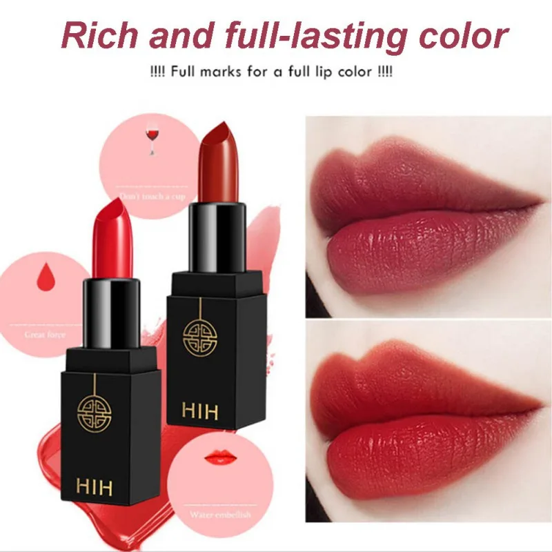 Black Tube Long-lasting Waterproof Non-stick Cup Easy To Color Matte Lipstick Makeup P1 |