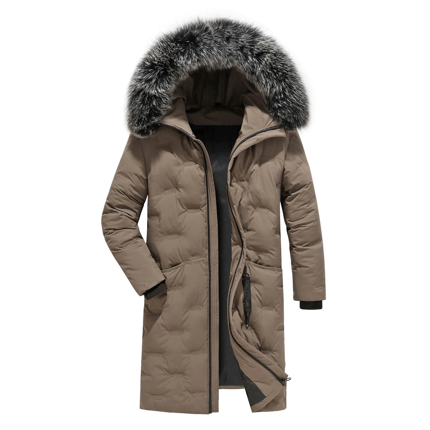 New men's Korean thickening long slim big fur collar brand trend coat men's warm coat fashion down jackets High quality ripening