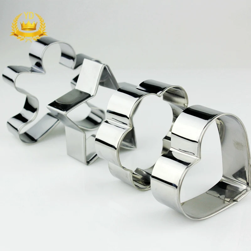Hot 4Pcs Stainless Steel Heart Star Flower Fondant Biscuit Mould Bakery Tools Cookie Cutter
