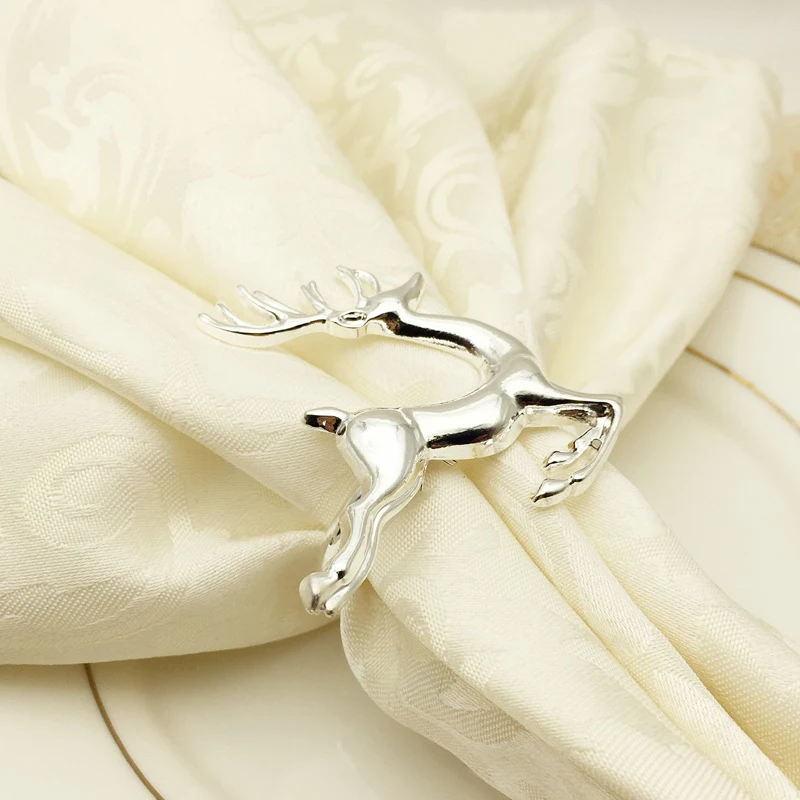 6PCS Napkin Rings in Elk Deer Shape Decorative Table Napkin Rings for Christmas Wedding Parties Everyday Use