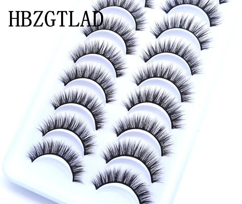 Новинка 10 пар ручная работа 3d норковые ресницы короткие Мягкие Накладные крестик