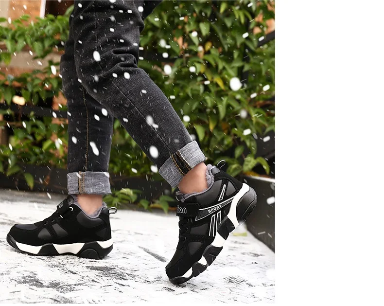 Зимние Детские кроссовки; теплые детские ботильоны; удобная хлопковая утепленная спортивная обувь; детские кроссовки для столкновений