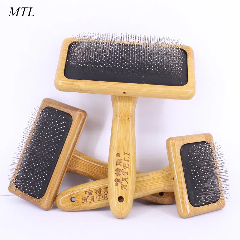 MTL dog comb pet dog removes hair grooming comb groomer brush for dog cat with wooden handle