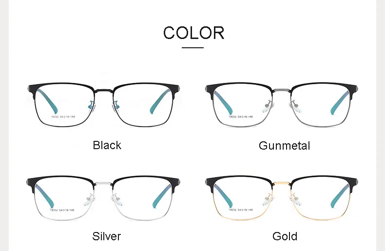 Brand New Men Square Glasses Frame Fashion Business Optical Eyewear Black Alloy Flexible Eyeglasses TR90 Myopia Clear Spectacles