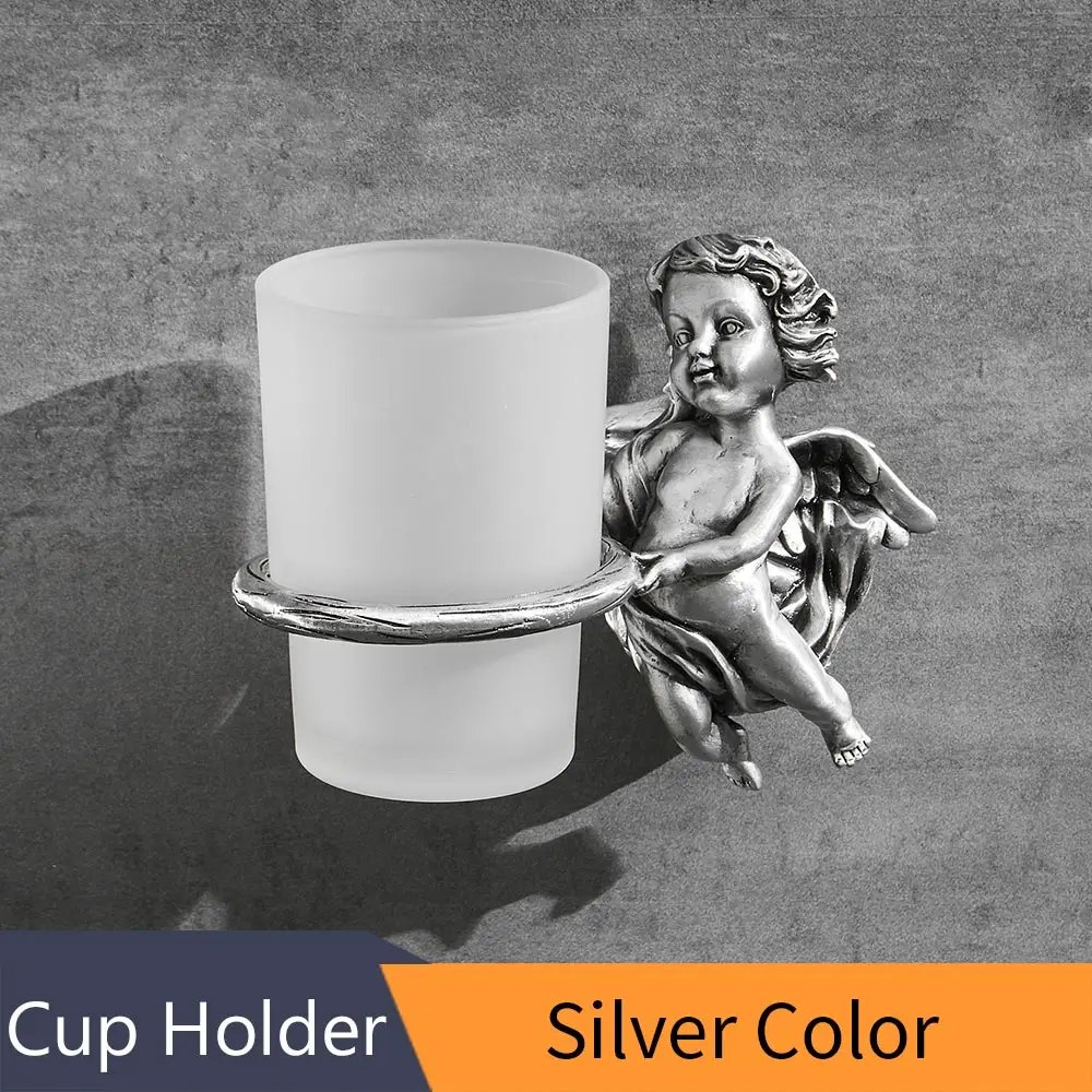 Silver Крючки для халатов бронзового цвета, крючок для полотенец, вешалка для одежды, дверная стойка, классический ангел, домашний декор, настенное крепление, полка для ванной комнаты, MB-0784B - Цвет: Silver
