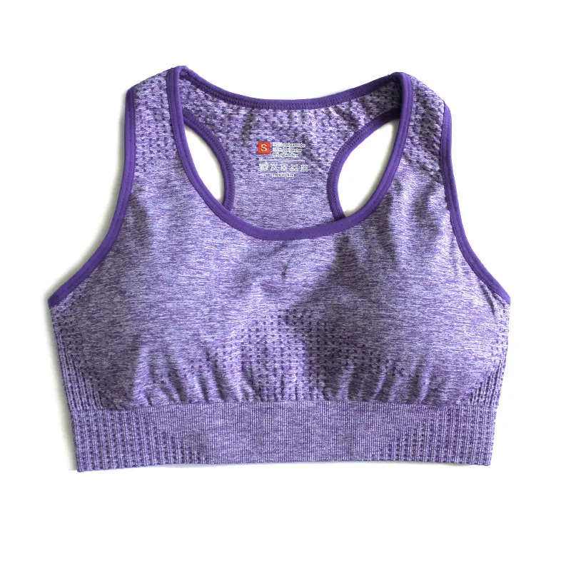 7 цветов, 2 шт., бесшовный комплект для йоги, спортивные костюмы, женская одежда для фитнеса, спортивная одежда, леггинсы для спортзала+ мягкий спортивный бюстгальтер пуш-ап - Цвет: Purple Bra