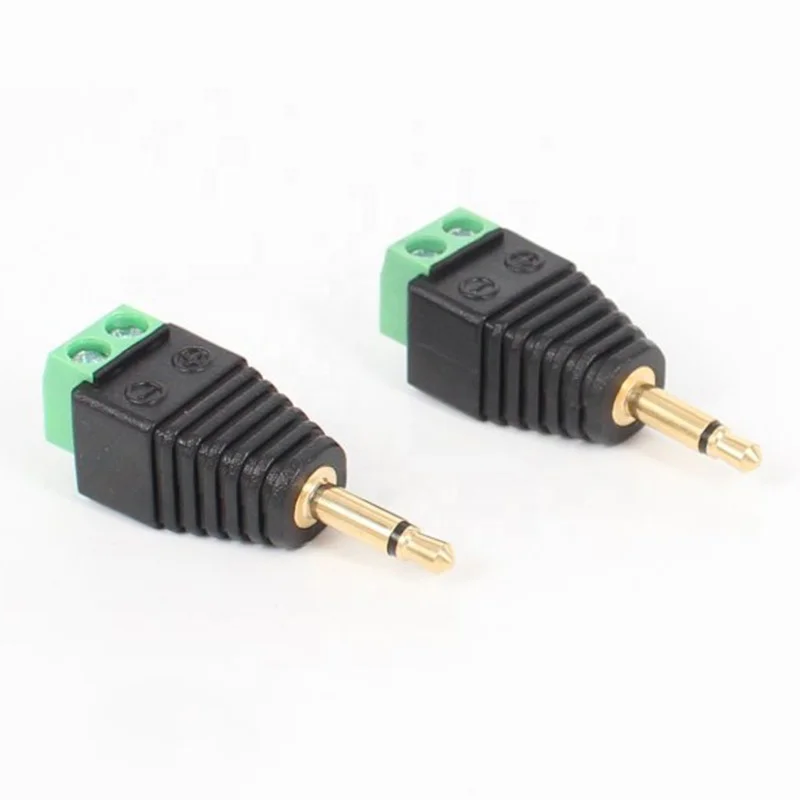 100pcs 3.5mm Aux mono TS Jack Male to 2pin solderless screw terminal block connector adapter