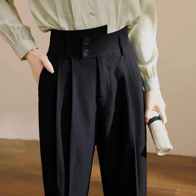 

Ankle-Length Suit Pants Women Loose Drooping Casual Cigarette Pants Female High Waist Straight Ninth Pants Women Bottoms Pants