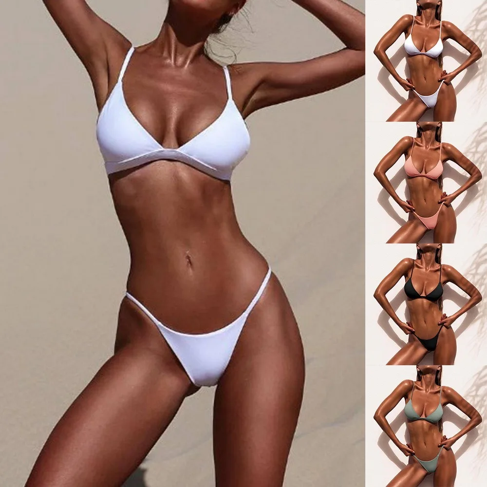 swimwear Low Waist Bikini 2022 Sexy Push Up Swimwear Women Swimsuit 2022 New Solid Bikini Set Beachwear Sexy Thong Two Pieces BathingSuit bathing suits