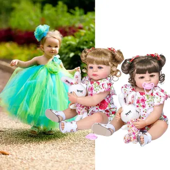 

Doll reborn toddler 55cm soft silicone reborn baby dolls soft lifelike Brown Blonde Hair surprise girl Clothes gifts