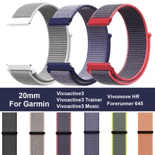 20 мм тканый нейлоновый ремешок-петля для Garmin Vivoactive 3, музыкальный тренировочный ремешок, браслет для vivomove HR/Forerunner 645, ремешок для часов