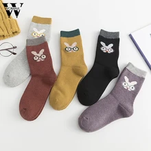 Womail, женские осенние носки с мультяшным Кроликом, повседневные хлопковые носки, теплые носки, махровые носки, милые модные теплые женские носки с кроликом