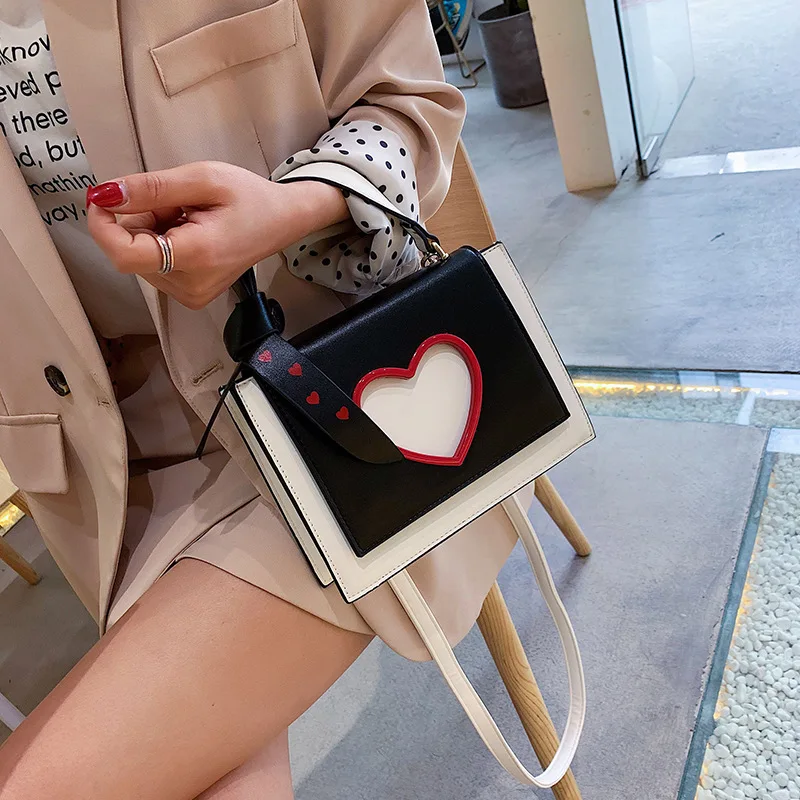 

Women's Designer Heart-shaped Handbag Fashion New High quality PU Leather Women bag Contrast Lady Tote Shoulder Messenger Bags