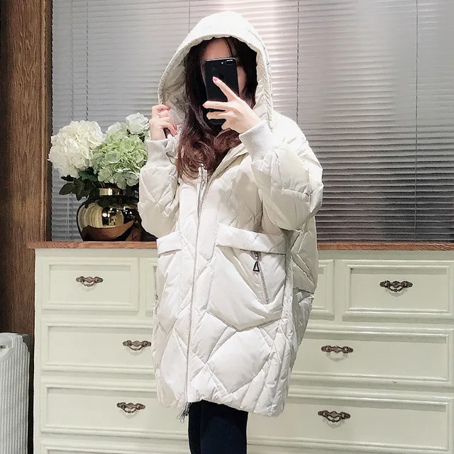 beige Rlyaeiz, европейский стиль, женские зимние пальто, уличная мода, глянцевые, 90% утиный пух, куртки, Женская парка, утолщенная, теплая верхняя одежда - Цвет: beige