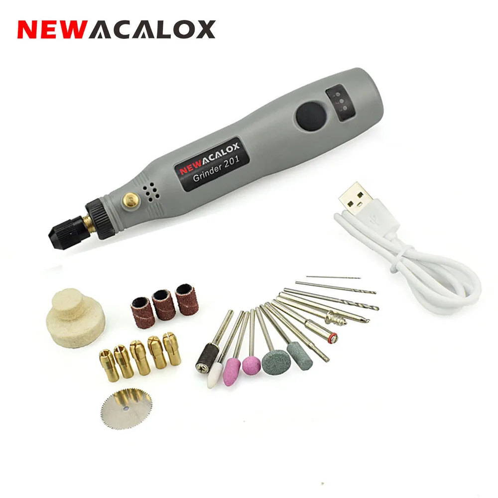NEWACALOX DIY 미니 회전 도구, USB DC 5V 10W 가변 속도 무선 전기 그라인더 세트, 밀링 조각용 나무 조각 펜