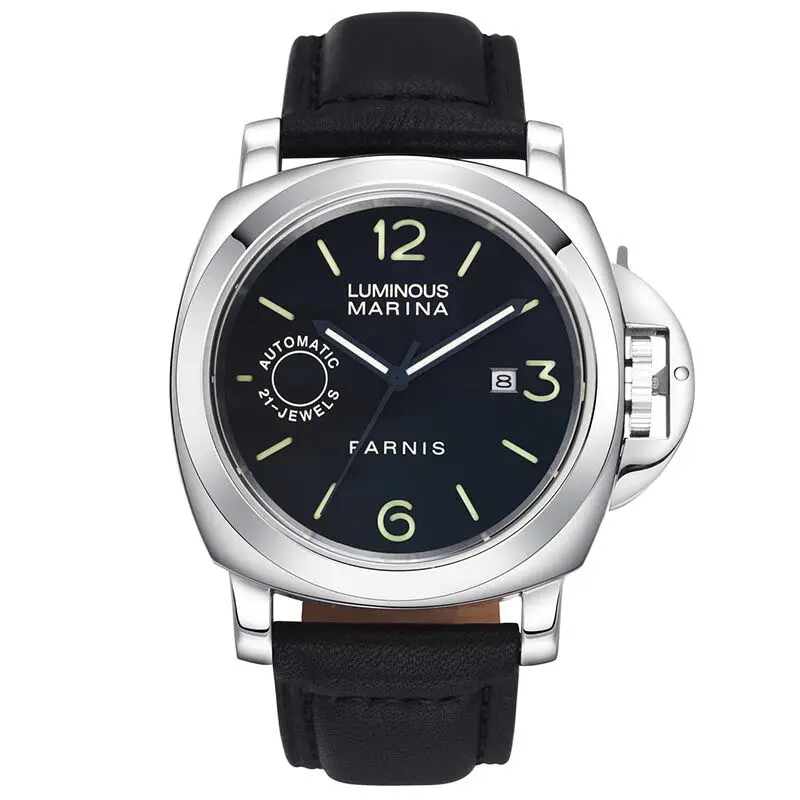 

Parnis 44mm Men Watch Luminous Waterproof Leather Watchband Automatic Mechanical Watch Miyota Movement Military Wristwatch Men